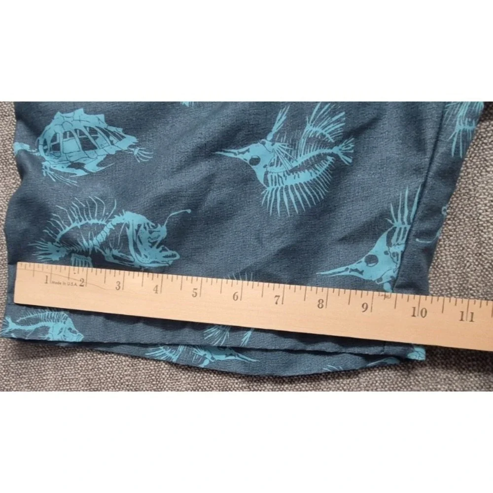 St Johns Bay men's‎ blue skeleton fish print swim trunks Medium mesh lining